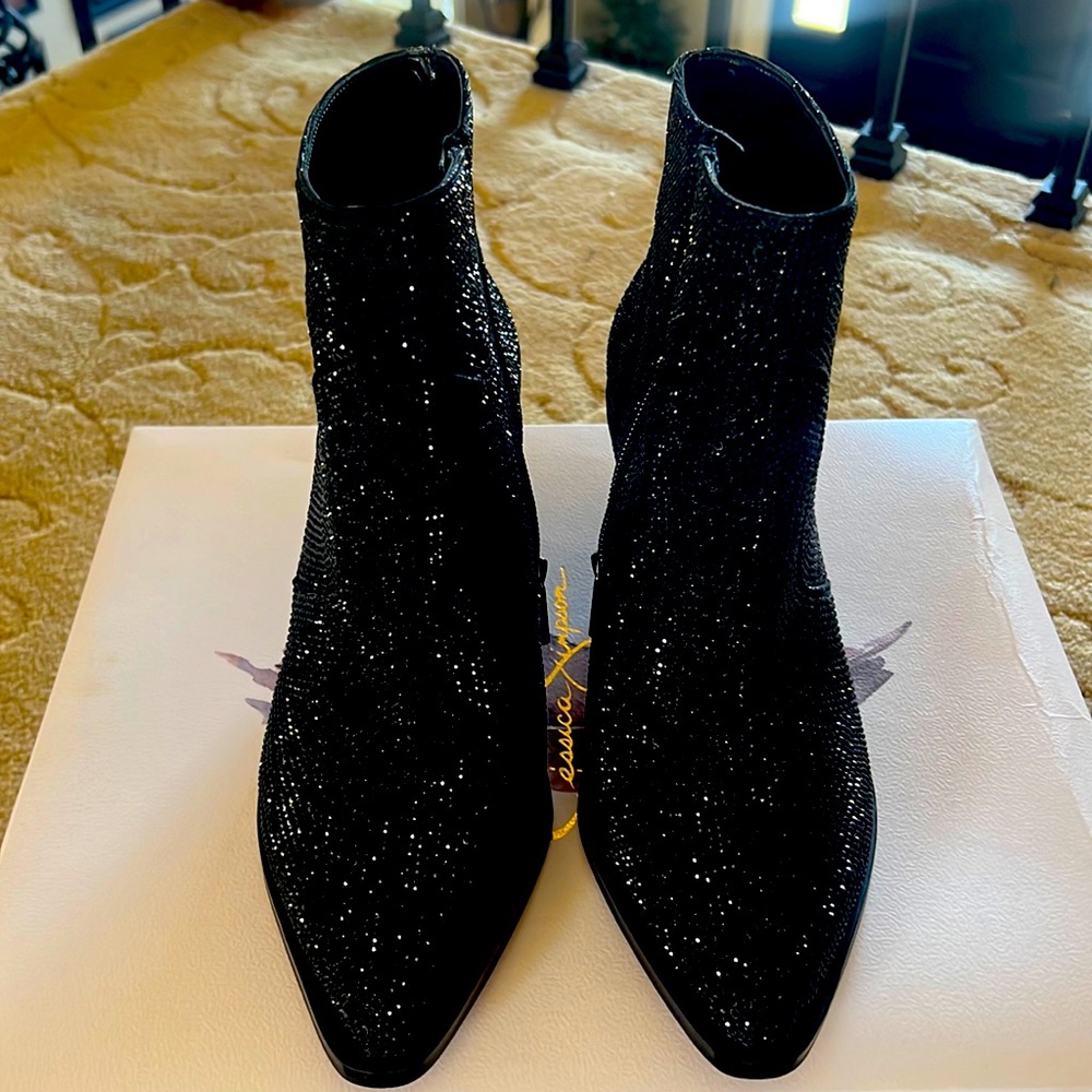 NEW Jessica Simpson Black Glitter Boots Size 6